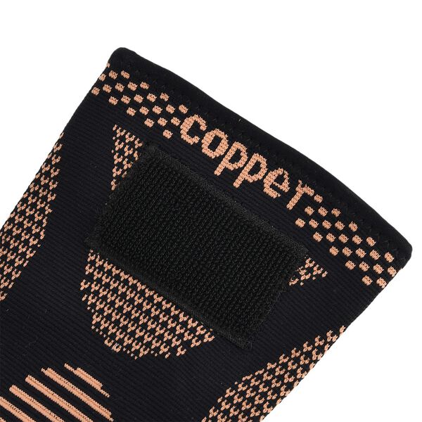 Kupferfaser Knie Bandagen Paar verstellbar Kompression Schwarz-Kupfer image number 5