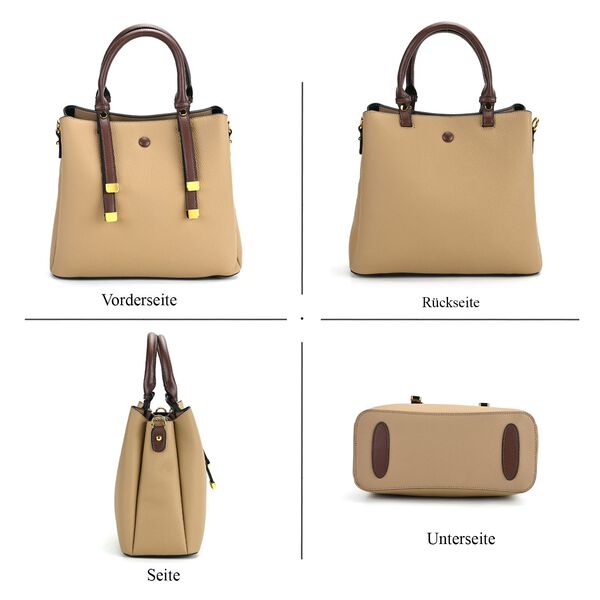 Vielseitige Umhängetasche aus echtem Leder mit abnehmbarem Schulterriemen, 30x14x24 cm, Khaki image number 4
