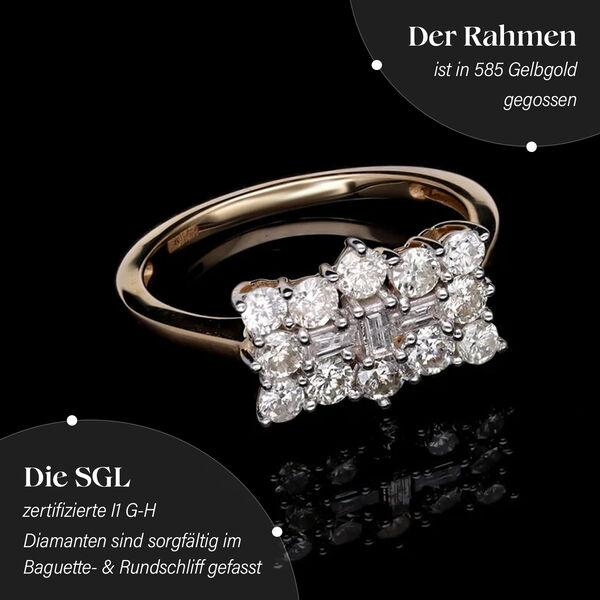 LUXORO klassischer SGL zertifizierter I1 GH Diamant-Boot-Ring in 585 Gelbgold - 1 ct. image number 3