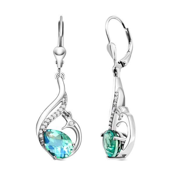 Pfau Triplett Quarz und weiße Zirkon-Ohrringe, 925 Silber platiniert ca. 4,63 ct image number 4