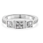 LUSTRO STELLA - feinster Zirkonia 3-Stein-Ring, 925 Silber platiniert (Größe 16.00) ca. 1,88 ct