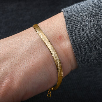 Italienisches Herringbone Armband, ca. 18-21 cm, 925 Silber vergoldet, ca. 4,35g