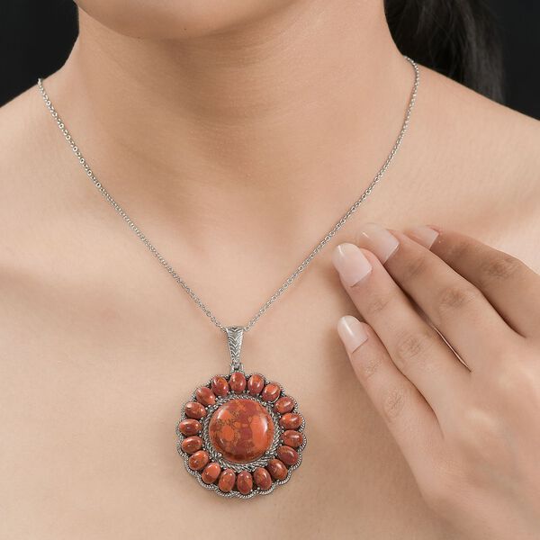 Orange Mohave T&uuml;rkis Anh&auml;nger mit 50cm Kette - 34,30 ct. image number 3