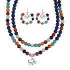 Mehrfarbig Edelsteine Schmuckset Reiner Edelstahl Schwarz oxidiert und Legierung Schwarz oxidiert ca. 648,00 ct.