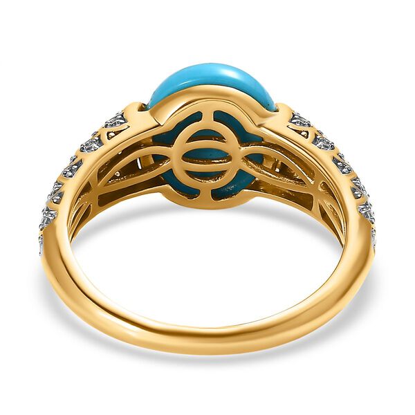 Amerikanischer, natürlicher Sleeping Beauty Türkis, und Zirkon-Ring - 4,02 ct. image number 6