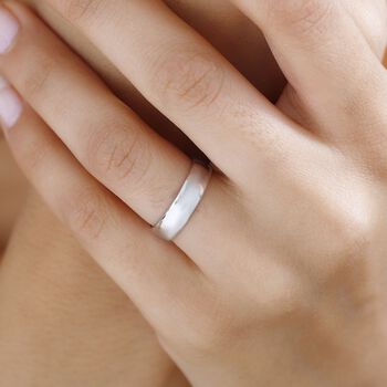 Klassischer Komfort-Bandring, 925 Silber rhodiniert