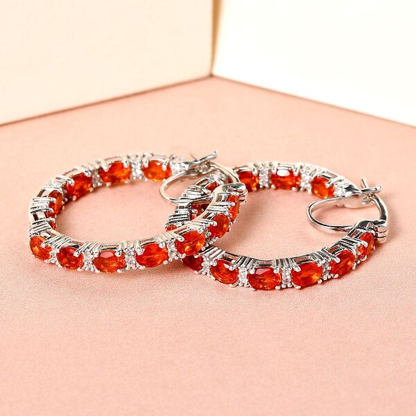 Mexikanische Kirschfeuer-Opal und Zirkon-Creolen - 3,46 ct. image number 2