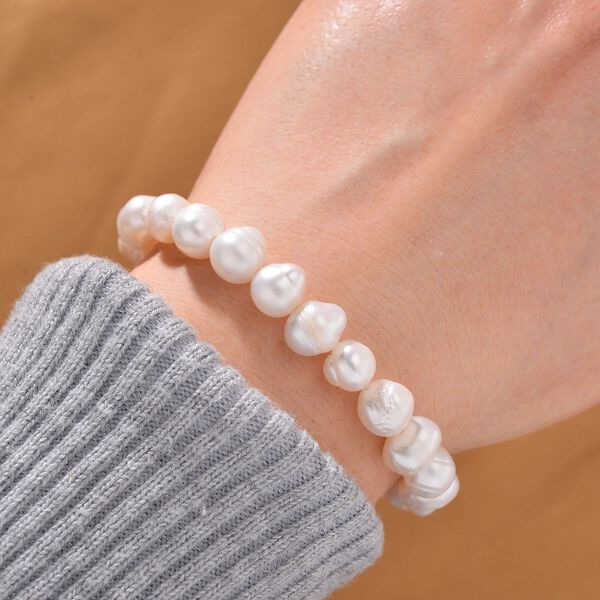 Wei&szlig;es S&uuml;&szlig;wasserperle Armband, 19cm image number 2