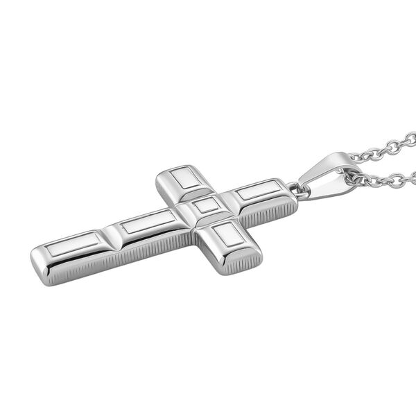 Kreuz Anh&auml;nger mit Kette, Reiner Edelstahl, ca. 50 cm, Silberfarben image number 3