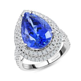 RHAPSODY zertifiziert und geprüft AAAA Tansanit und VS-EF Diamant Ring in 950 Platin - 5,10 ct.
