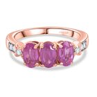 D joy Ilakaka Rosa Saphir (Fissure gefüllt), Weißer Zirkon Ring 925 Silber 750 rosévergoldet (Größe 18.00) ca. 2.12 ct