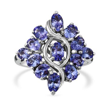 Tansanit-Ring, 925 Silber platiniert (Gr&ouml;&szlig;e 16.00) ca. 2.39 ct