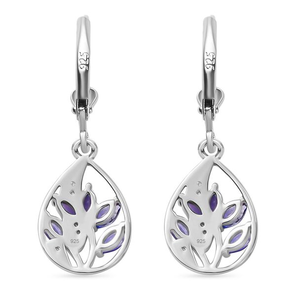 Tansanit, Wei&szlig;er Zirkon Ohrringe 925 Silber rhodiniert ca. 0.97 ct image number 4