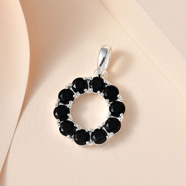 Schwarzer Spinell Anhänger 925 Silber ca. 1,80 ct. image number 2