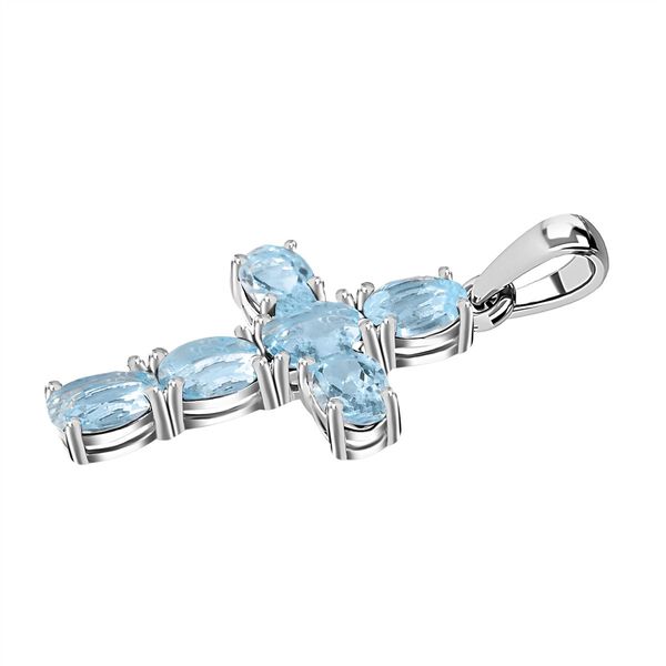 Himmelblauer Topas Kreuz-Anhänger - 3,14 ct. image number 4