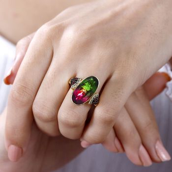 Wassermelonen Quarz Triplett und Multi-Edelstein-Ring - 10,91 ct.