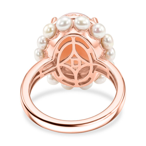 D'Joy Rosa Opal, S&uuml;&szlig;wasser Perle (3mm) Ring 925 Silber 750 Ros&eacute;gold Vermeil (Gr&ouml;&szlig;e 20.00) image number 5