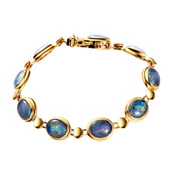 Boulder Opal Triplette Armband, ca. 19 cm, 925 Silber vergoldet ca. 15.80 ct