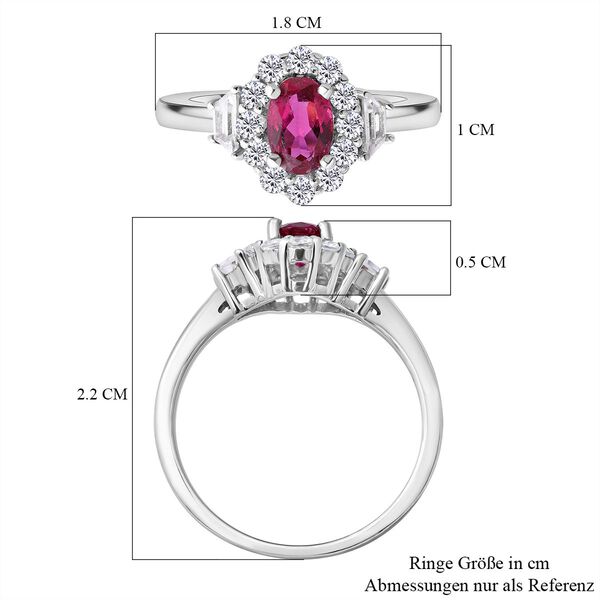 AAA Rubellit und wei&szlig;er Zirkon-Ring, 925 Silber platiniert  ca. 0,98 ct image number 5