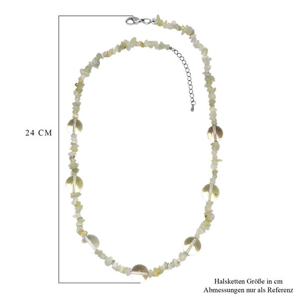 Zitronen Quarz und Serpentin Halskette, 60cm - 350 ct. image number 6