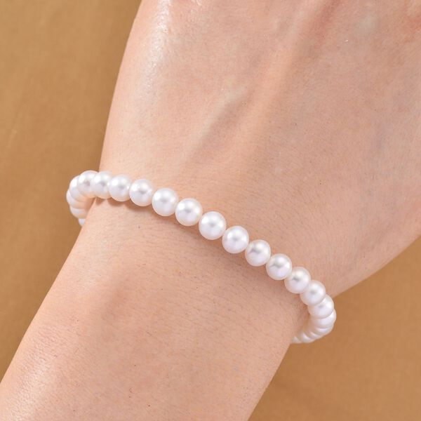 D'Joy Chinesische Akoya-Perle Armband ca. Flexibles cm 925 Silber vergoldet image number 1