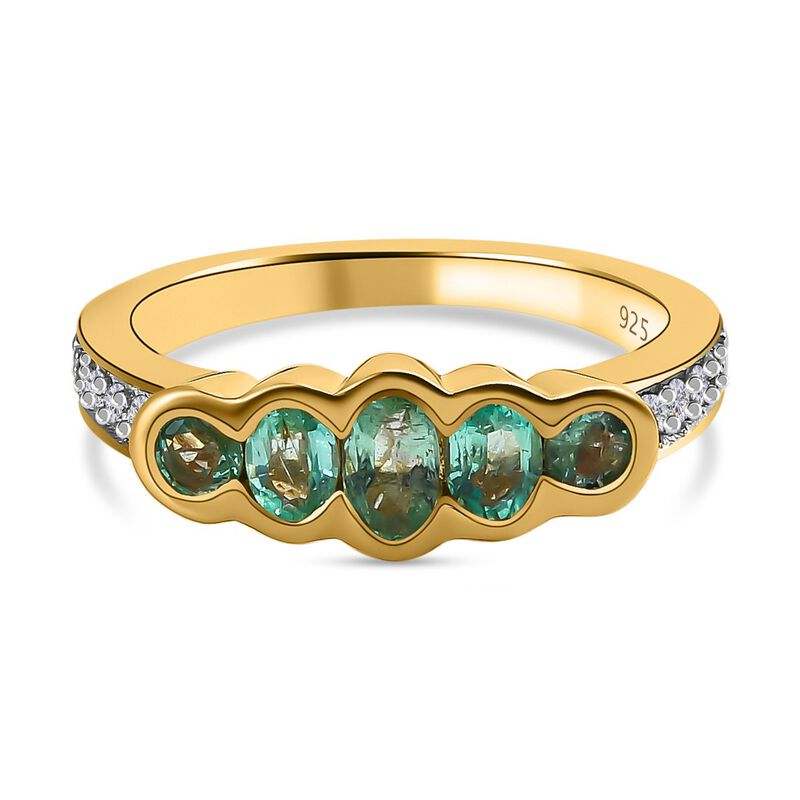 Kolumbianischer Smaragd Ring, 925 Silber Gelbgold Vermeil (Größe 19.00) ca. 1.07 ct image number 0