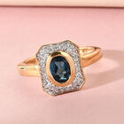 London Blau Topas und Zirkon-Ring, 925 Silber vergoldet (Größe 16.00) ca. 1,13 ct image number 1