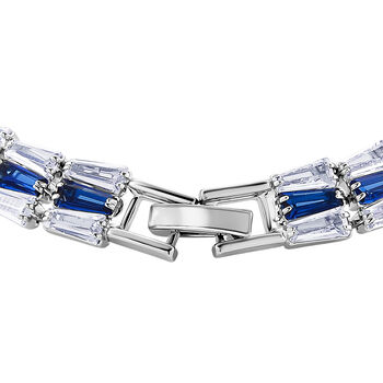 Wei&szlig;es Zirkonia und blaues Glas 19cm Armband