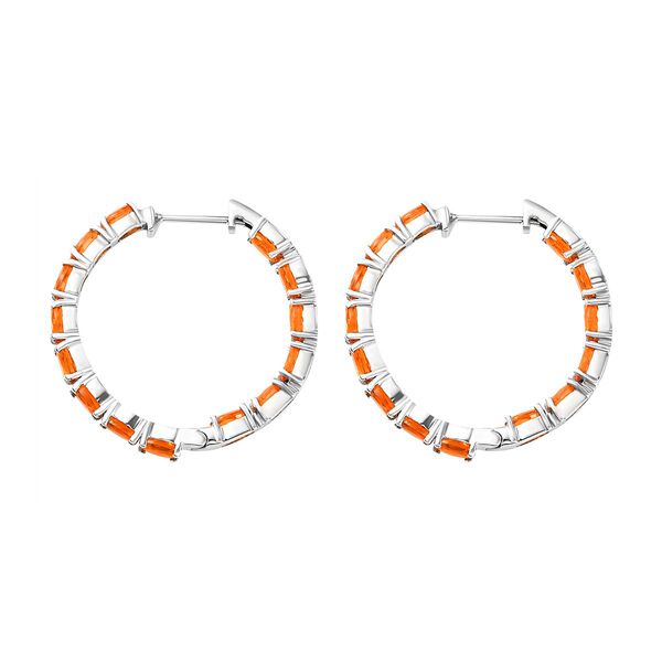 Salamanca Feueropal-Creolen, 925 Silber platiniert, ca. 4.09 ct image number 5