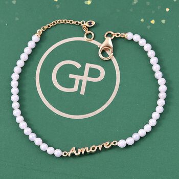 GP Amore Kollektion - S&uuml;&szlig;wasserperle und blaues Saphir Armband, 19cm