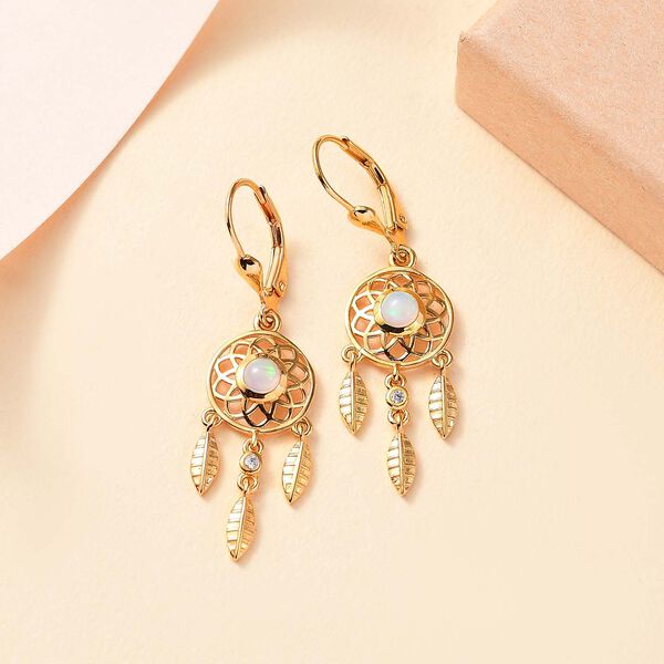 AA Nat&uuml;rliche, &auml;thiopische Welo Opal und Zirkon Ohrringe - 0,45 ct. image number 2