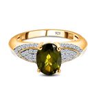 AAA Vesuvianit, Weißer Zirkon Ring, 925 Silber Gelbgold Vermeil, (Größe 18.00), ca. 2.42 ct