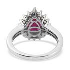 Afrikanisher Rubin(Fissure gefüllt) und Zirkon Ring 925 Silber platiniert image number 5