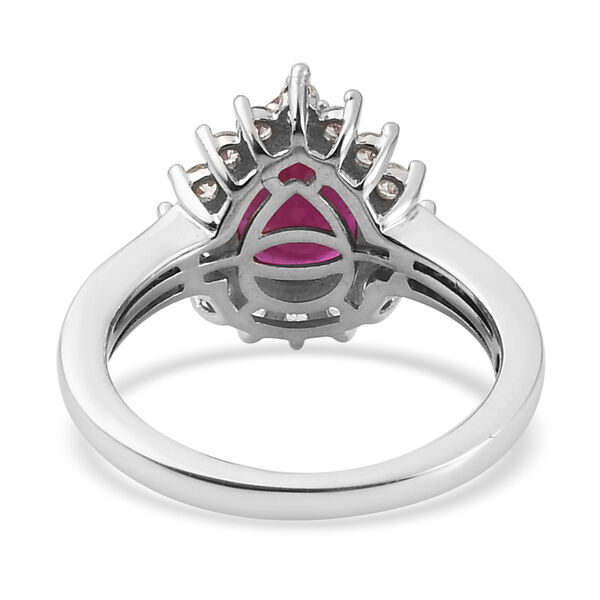 Afrikanisher Rubin(Fissure gef&uuml;llt) und Zirkon Ring 925 Silber platiniert image number 6