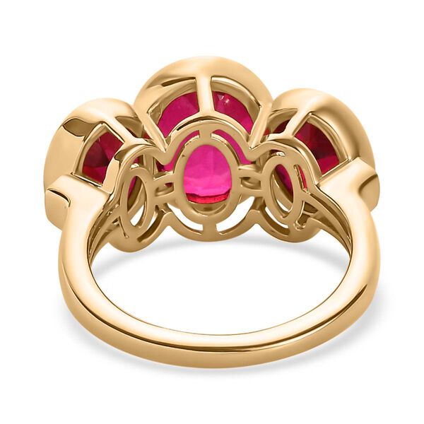 Magenta Rosa Quarz Triplette Ring, 925 Silber vergoldet (Gr&ouml;&szlig;e 16.00) ca. 5.66 ct image number 5