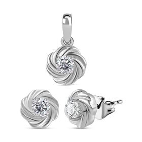 Moissanit Schmuckset 925 Silber rhodiniert ca. 0.75 ct