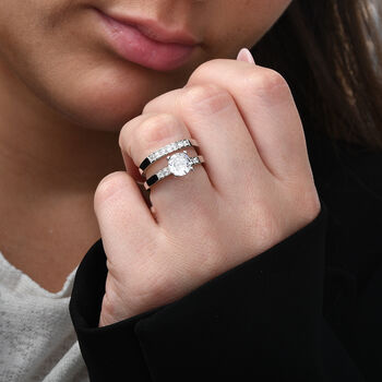 Lustro Stella - Wei&szlig;er Zirkonia Doppelring, 925 Silber rhodiniert (Gr&ouml;&szlig;e 17.00)