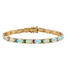 AA Natürlicher, äthiopischer Welo Opal, Afrikanischer Rubin (Fissure gefüllt) Armband ca. 19 cm 925 Silber Gelbgold Vermeil ca. 11,97 ct.