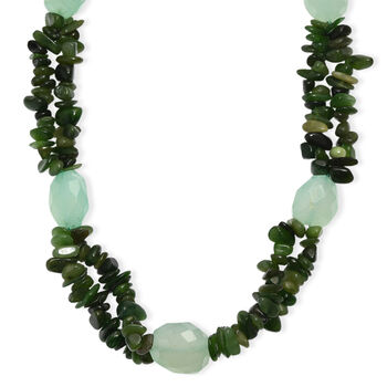 Nephrit und Chalzedon 50+2,5cm Halskette - 500 ct.