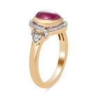 Fissure gefüllt Rubin und Zirkon Ring 925 Silber vergoldet (Größe 18.00) ca. 2,11 ct image number 4