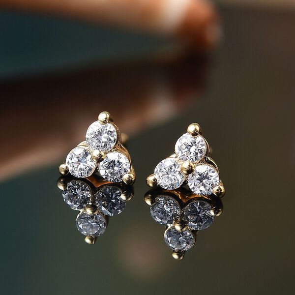 LUXURIANT SI Labor Diamant Ohrringe, 925 Silber 750 Gelbgold Vermeil - 0,50 ct. image number 2