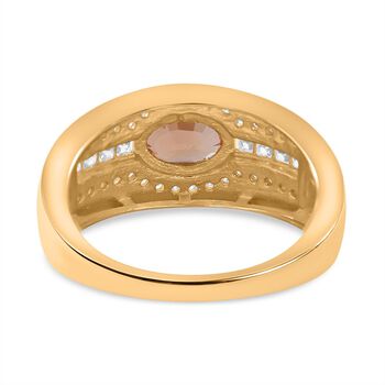 AAA Ceylon orange Saphir und Moissanit Ring- 1,42 ct.