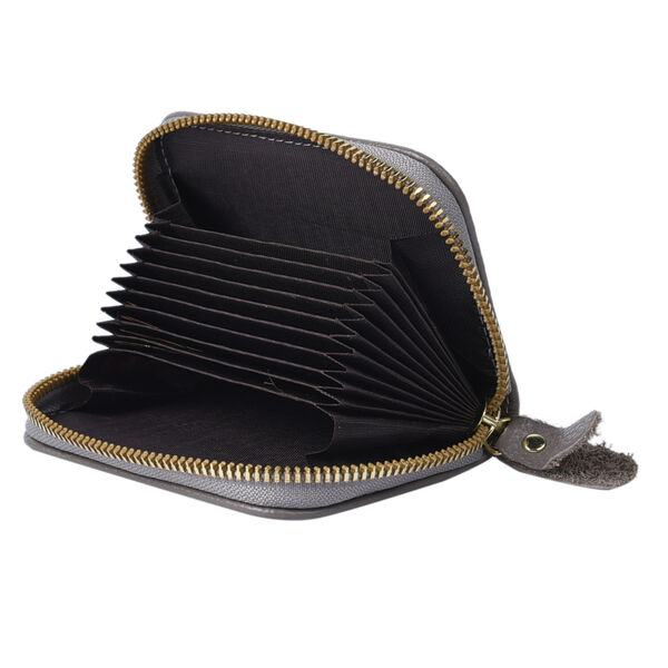 Geldb&ouml;rse aus 100% echtem Leder, Gr&ouml;&szlig;e: 11x7,5 cm, Grau image number 5