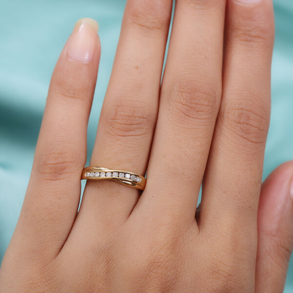 Wei&szlig;er Diamant P Ring 925 Silber Vermeil YG ca. 0,25 ct. image number 3