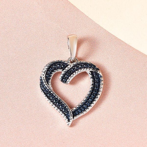 Blauer Diamant Herz Anhänger 925 Silber platiniert image number 3
