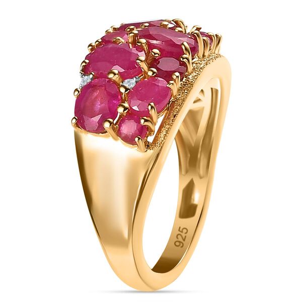 Afrikanischer Rubin und Zirkon-Cluster-Ring - 4,30 ct. image number 5