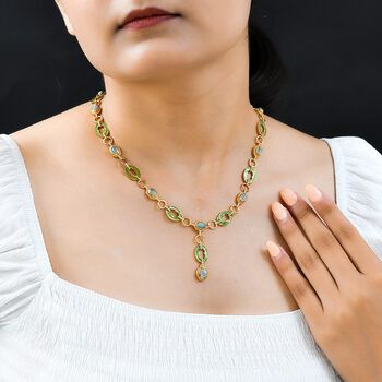 Nat&uuml;rliche, &auml;thiopische Welo Opal Halskette, ca. 45 cm, 925 Silber vergoldet ca. 3.76 ct