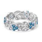 AA Neon Apatit, Weißer Zirkon Ring 925 Silber platiniert (Größe 17.00) ca. 1.08 ct