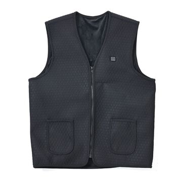 Beheizbare Weste mit Pl&uuml;schfutter, 5 Heizbereiche, 5000 mAh Powerbank, Gr&ouml;&szlig;e 2XL/3XL, Schwarz
