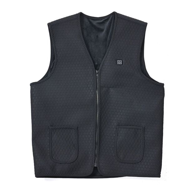 Beheizbare Weste mit Pl&uuml;schfutter, 5 Heizbereiche, 5000 mAh Powerbank, Gr&ouml;&szlig;e 2XL/3XL, Schwarz
